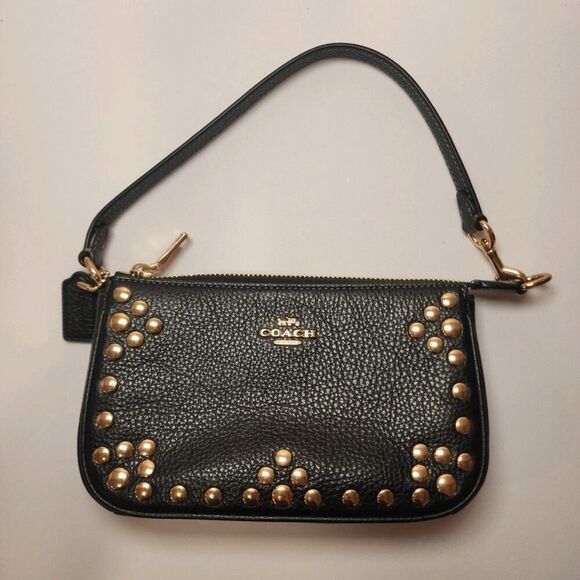 NWT COACH CAQ17 Nolita 19 Bag With Rivers pebble leather in Gold/Black - Picture 4 of 7